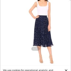 Halogen Navy Blue Patterned Midi Skirt